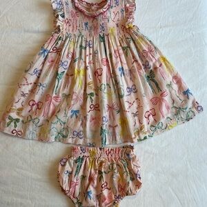 Pink Chicken Multicolor Bow Print Kids Dress